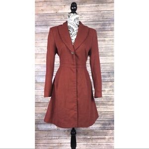 H&M peplum fall pea coat rust color